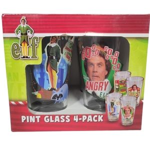 Elf Movie Quotes 4-Pack Pint Glass 16oz Holiday Christmas Collector's Series